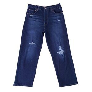 Levi's Womens Ribcage Straight Leg Distressed Ankle Jeans 32